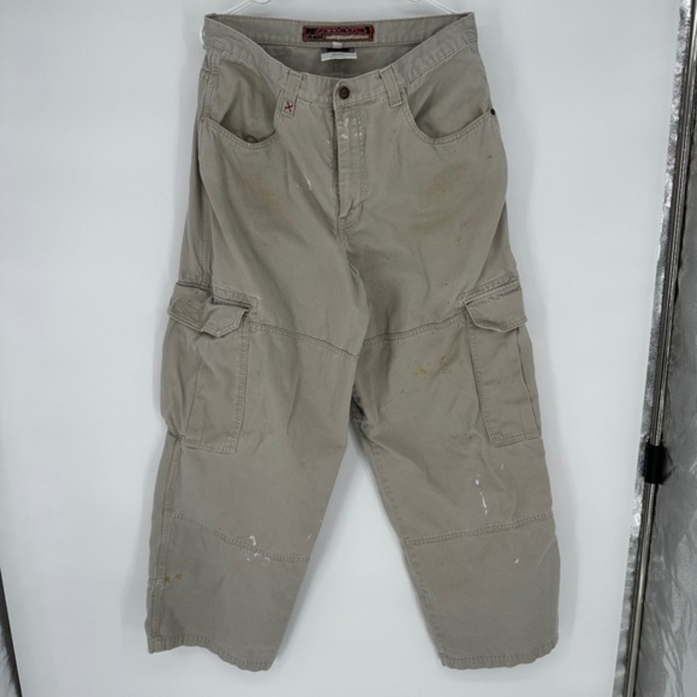 Vintage JNCO Jeans 00-0085 Underground Substance Cargo Pants Khaki 36x32‎ Baggy